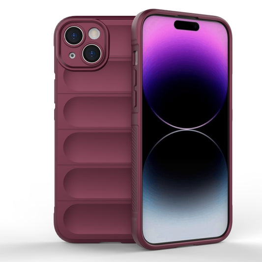 For iPhone 15 Plus Magic Shield TPU + Flannel Phone Case(Wine Red) - iPhone 15 Plus Cases by buy2fix | Online Shopping UK | buy2fix
