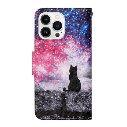 For iPhone 16 Pro 3D Colored Drawing Flip Leather Phone Case(Star Cat) - iPhone 16 Pro Cases by buy2fix | Online Shopping UK | buy2fix