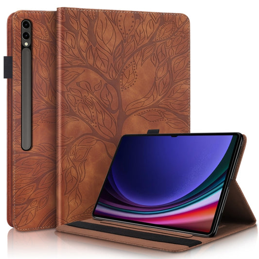 For Samsung Galaxy Tab S9 Ultra Life Tree Series Horizontal Flip Leather Tablet Case(Brown) - Galaxy Tab S9 Ultra Cases by buy2fix | Online Shopping UK | buy2fix