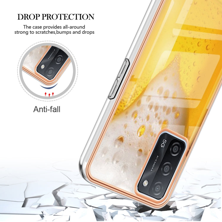 For OPPO A55 5G / A53s 5G / A54 4G Electroplating Marble Dual-side IMD Phone Case(Draft Beer) - OPPO Cases by buy2fix | Online Shopping UK | buy2fix