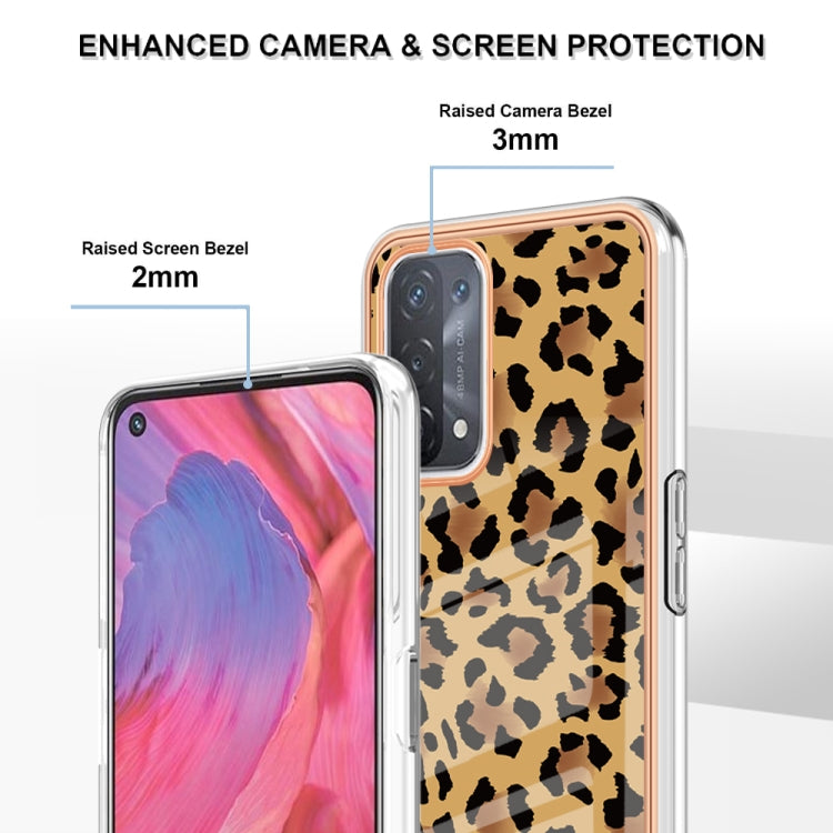For OPPO A74 / A93 5G / A54 5G / A93s 5G Electroplating Marble Dual-side IMD Phone Case(Leopard Print) - OPPO Cases by buy2fix | Online Shopping UK | buy2fix