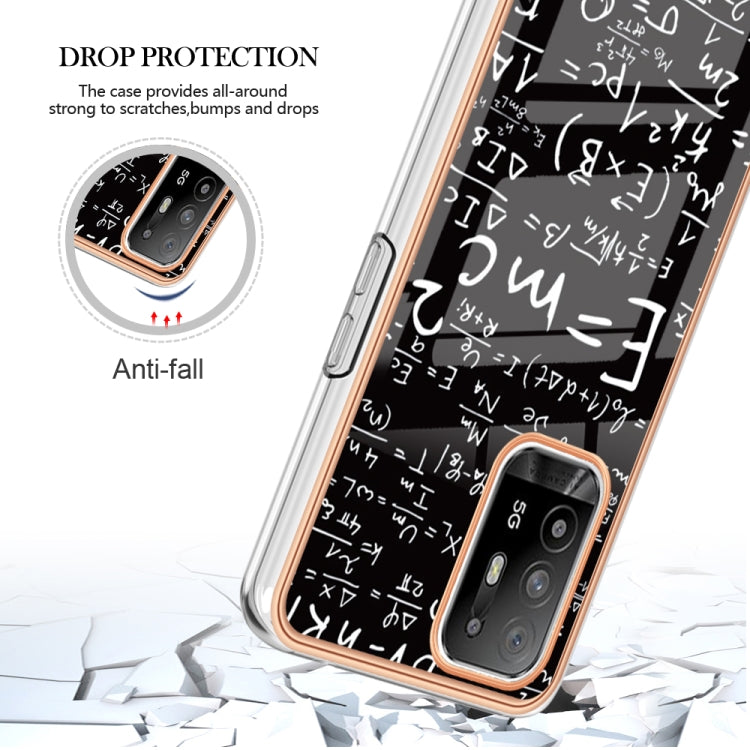 For OPPO A94 5G / A95 5G Electroplating Marble Dual-side IMD Phone Case(Equation) - OPPO Cases by buy2fix | Online Shopping UK | buy2fix