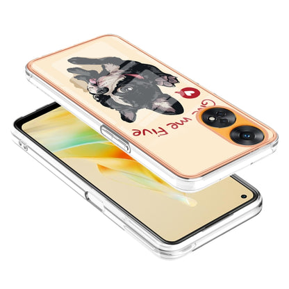 For OPPO Reno8 T 4G Electroplating Marble Dual-side IMD Phone Case(Lucky Dog) - OPPO Cases by buy2fix | Online Shopping UK | buy2fix