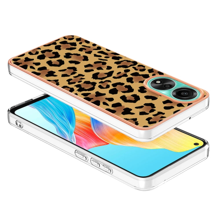 For OPPO A78 4G Electroplating Marble Dual-side IMD Phone Case(Leopard Print) - OPPO Cases by buy2fix | Online Shopping UK | buy2fix