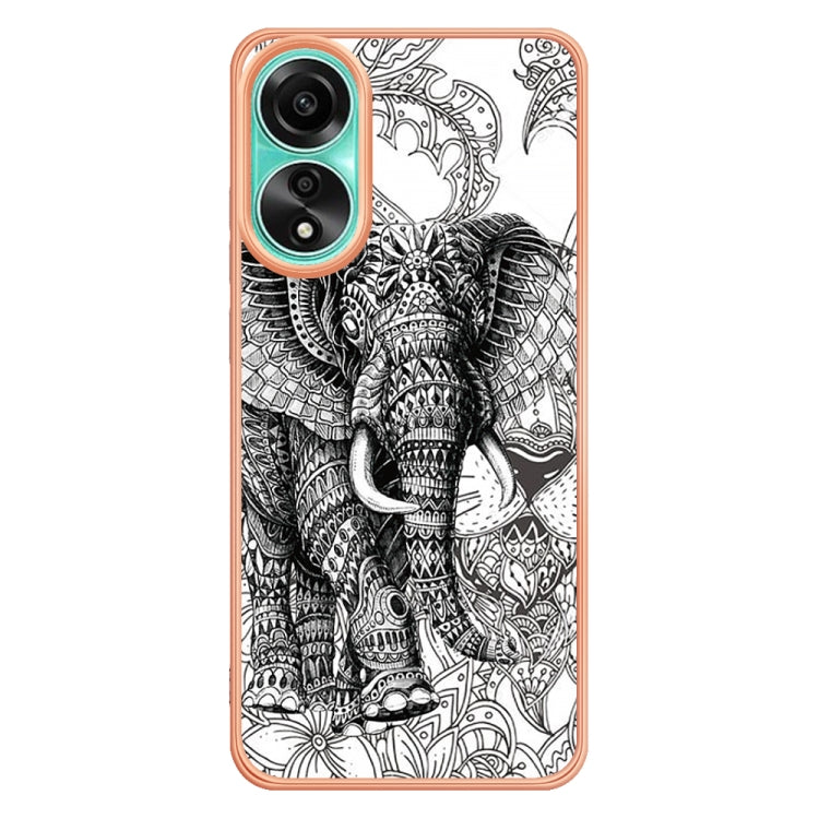 For OPPO A78 4G Electroplating Marble Dual-side IMD Phone Case(Totem Elephant) - OPPO Cases by buy2fix | Online Shopping UK | buy2fix