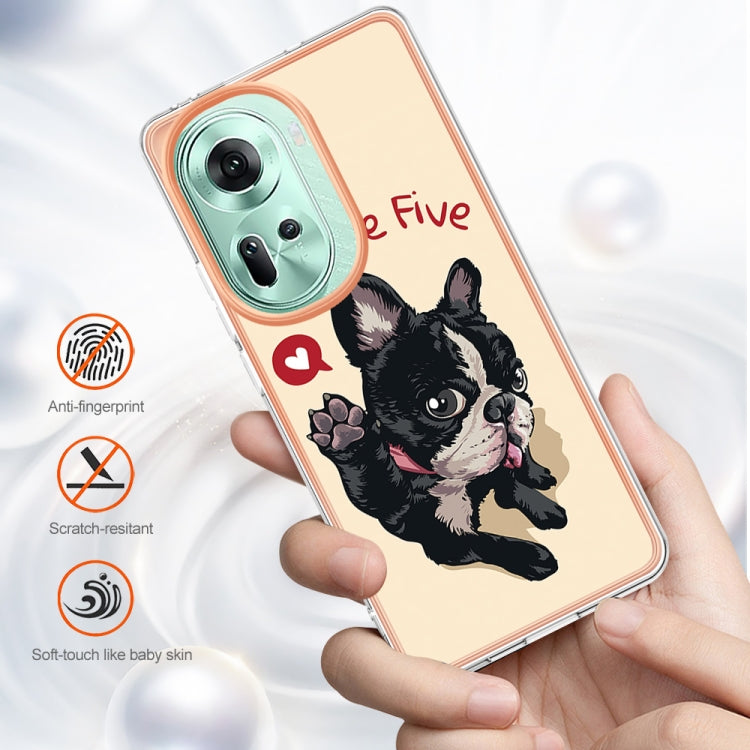 For OPPO Reno11 5G Global Electroplating Marble Dual-side IMD Phone Case(Lucky Dog) - Reno11 Cases by buy2fix | Online Shopping UK | buy2fix