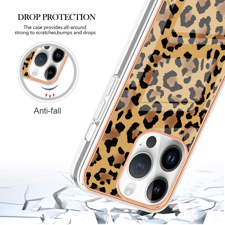 For iPhone 16 Pro Electroplating Marble Dual-side IMD Phone Case(Leopard Print) - iPhone 16 Pro Cases by buy2fix | Online Shopping UK | buy2fix