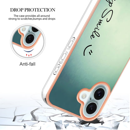 For iPhone 16 Electroplating Marble Dual-side IMD Phone Case(Smile) - iPhone 16 Cases by buy2fix | Online Shopping UK | buy2fix