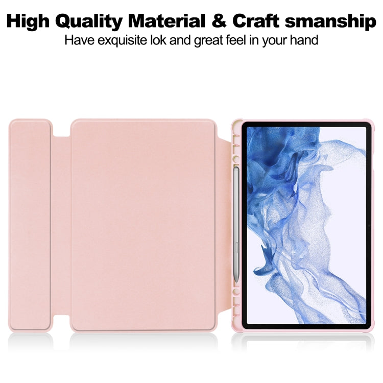 For Samsung Galaxy Tab S9 360 Rotation Transparent Smart Leather Case with Keyboard(Pink) - Galaxy Tab S9 Cases by buy2fix | Online Shopping UK | buy2fix