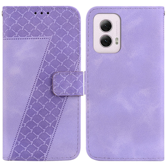 For Motorola Moto G Power 5G 2024 Seven-shaped Embossed Leather Phone Case(Purple) - Motorola Cases by buy2fix | Online Shopping UK | buy2fix