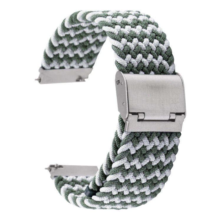 For Samsung Galaxy Watch 6 / 6 Classic Nylon Braided Metal Buckle Watch Band(W Green White) - Watch Bands by buy2fix | Online Shopping UK | buy2fix