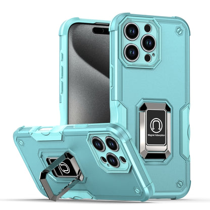 For iPhone 16 Pro Ring Holder Non-slip Shockproof Armor Phone Case(Mint Green) - iPhone 16 Pro Cases by buy2fix | Online Shopping UK | buy2fix