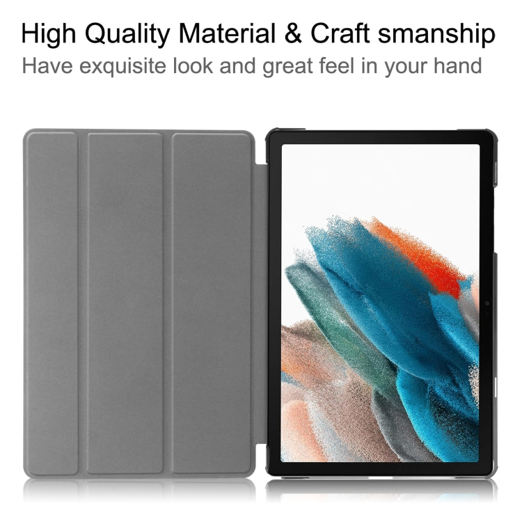 For Samsung Galaxy Tab A9 Custer Pure Color 3-Fold Holder Leather Tablet Case(Dark Blue) - Others by buy2fix | Online Shopping UK | buy2fix