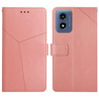 For Motorola Moto G Play 4G 2024 HT01 Y-shaped Pattern Flip Leather Phone Case(Pink) - Motorola Cases by buy2fix | Online Shopping UK | buy2fix