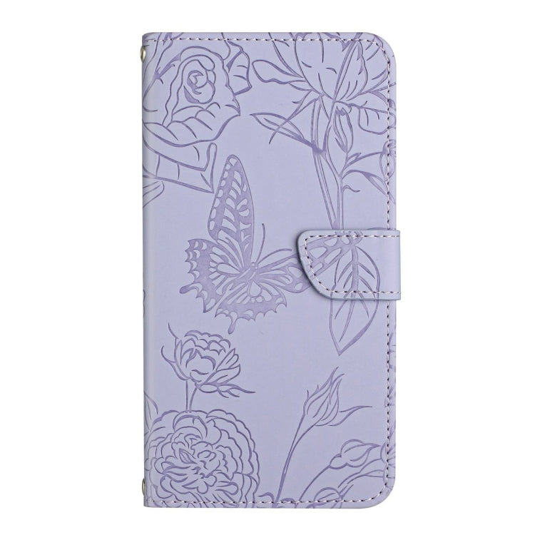 For Motorola Edge 5G 2024 HT03 Skin Feel Butterfly Embossed Flip Leather Phone Case(Purple) - Motorola Cases by buy2fix | Online Shopping UK | buy2fix