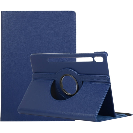 For Samsung Galaxy Tab S9 Ultra 360 Degrees Rotation Holder Litchi Texture Leather Tablet Case(Blue) - Galaxy Tab S9 Ultra Cases by buy2fix | Online Shopping UK | buy2fix