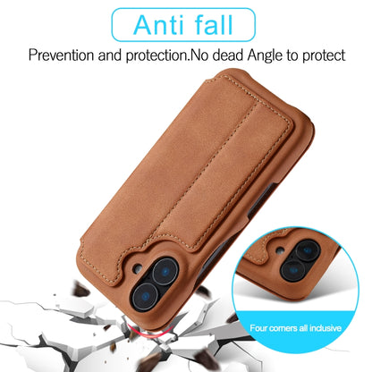 For iPhone 16 Plus LC.IMEEKE Hon Ancient Series Flip Leather Phone Case(Brown) - iPhone 16 Plus Cases by LC.IMEEKE | Online Shopping UK | buy2fix