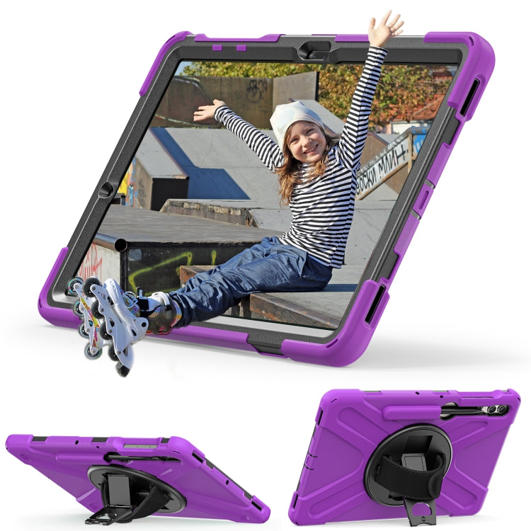 For Samsung Galaxy Tab S9+ / S8+ Rotary Handle Grab TPU + PC Tablet Case(Purple) - Galaxy Tab S9+ Cases by buy2fix | Online Shopping UK | buy2fix