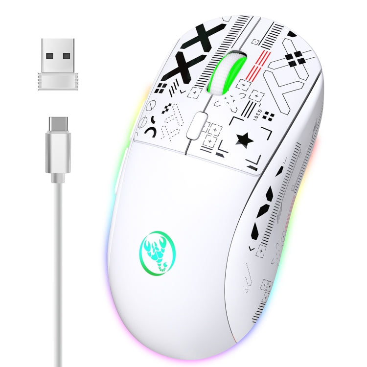 HXSJ T90 RGB Light Three-mode Wireless Gaming Mouse(White) - Wireless Mice by HXSJ | Online Shopping UK | buy2fix