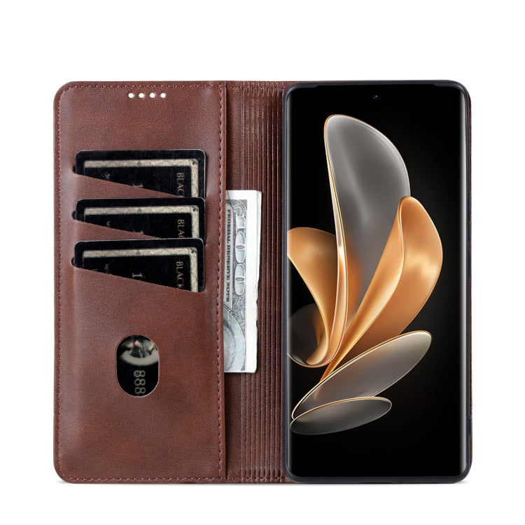 For OPPO Find X7 AZNS Magnetic Calf Texture Flip Leather Phone Case(Dark Brown) - OPPO Cases by AZNS | Online Shopping UK | buy2fix