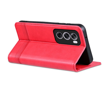 For OPPO Reno12 Global AZNS Magnetic Calf Texture Flip Leather Phone Case(Red) - Reno12 Cases by AZNS | Online Shopping UK | buy2fix