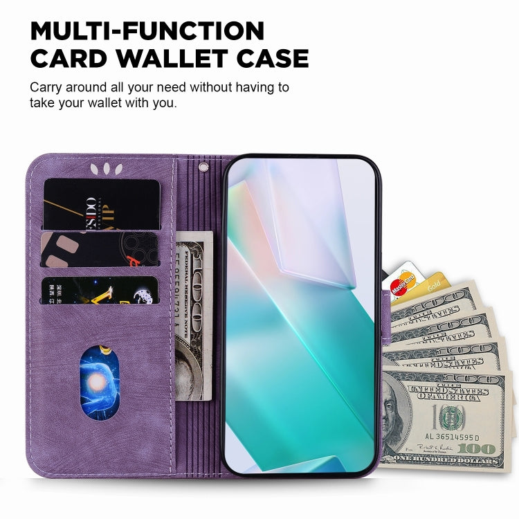 For iPhone 16 Pro Max Little Tiger Embossed Leather Phone Case(Purple) - iPhone 16 Pro Max Cases by buy2fix | Online Shopping UK | buy2fix