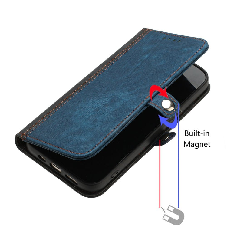 For iPhone 16 Pro Max Side Buckle Double Fold Hand Strap Leather Phone Case(Royal) - iPhone 16 Pro Max Cases by buy2fix | Online Shopping UK | buy2fix