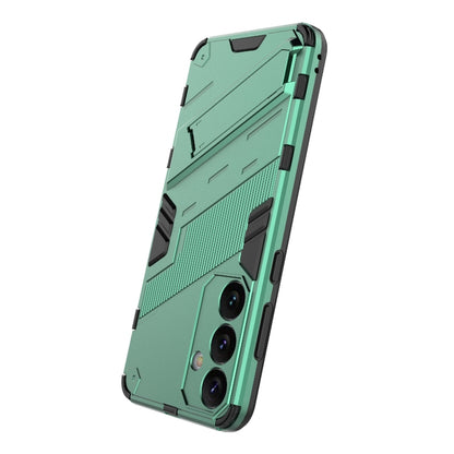 For Samsung Galaxy S24+ 5G Punk Armor 2 in 1 PC + TPU Shockproof Phone Case with Invisible Holder(Green) - Galaxy S24+ 5G Cases by buy2fix | Online Shopping UK | buy2fix