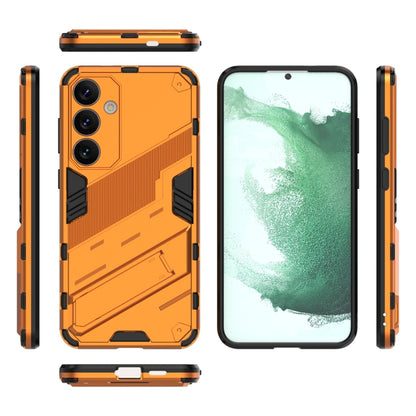 For Samsung Galaxy S24+ 5G Punk Armor 2 in 1 PC + TPU Shockproof Phone Case with Invisible Holder(Orange) - Galaxy S24+ 5G Cases by buy2fix | Online Shopping UK | buy2fix