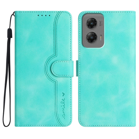 For Motorola Moto G Stylus 5G 2024 Heart Pattern Skin Feel Leather Phone Case(Light Blue) - Motorola Cases by buy2fix | Online Shopping UK | buy2fix