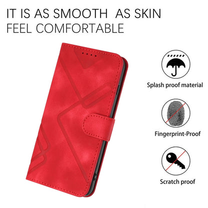 For OPPO K11 Line Pattern Skin Feel Leather Phone Case(Red) - OPPO Cases by buy2fix | Online Shopping UK | buy2fix