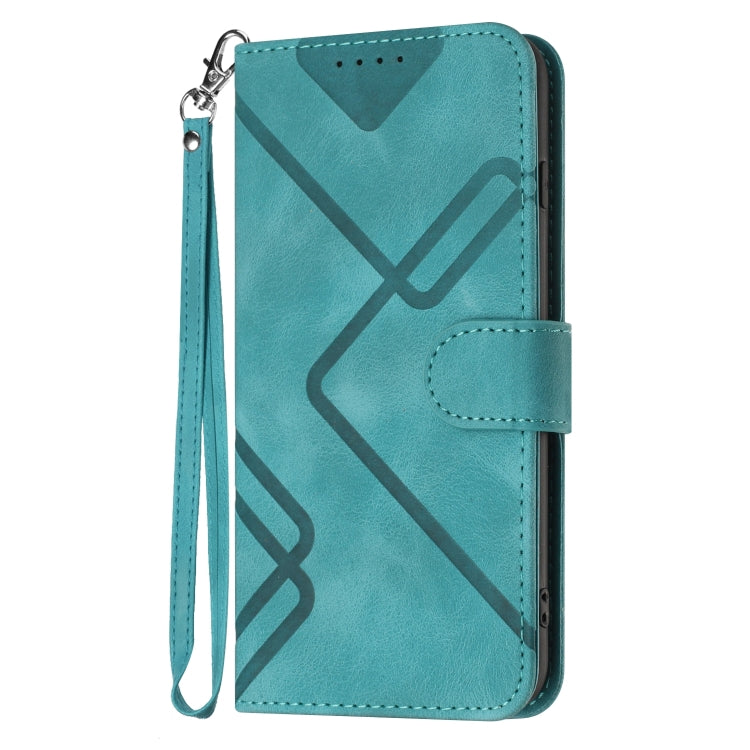 For iPhone SE 2024 Line Pattern Skin Feel Leather Phone Case(Light Blue) - More iPhone Cases by buy2fix | Online Shopping UK | buy2fix