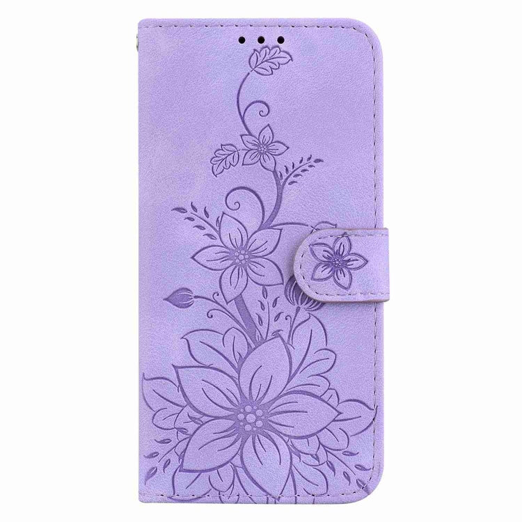 For Samsung Galaxy S24 5G Lily Embossed Leather Phone Case(Purple) - Galaxy S24 5G Cases by buy2fix | Online Shopping UK | buy2fix