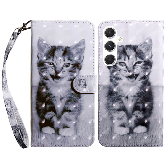 For Samsung Galaxy S24 5G 3D Painted Leather Phone Case(Smile Cat) - Galaxy S24 5G Cases by buy2fix | Online Shopping UK | buy2fix