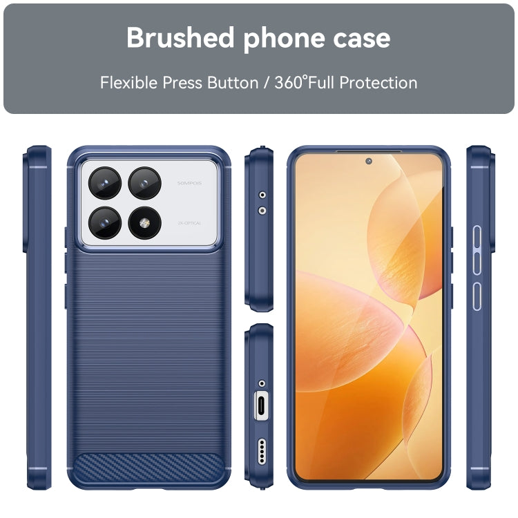 For Xiaomi Redmi K70 Pro Brushed Texture Carbon Fiber TPU Phone Case(Blue) - K70 Pro Cases by buy2fix | Online Shopping UK | buy2fix