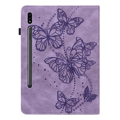 For Samsung Galaxy Tab S9 Embossed Butterfly Pattern Leather Tablet Case(Purple) - Galaxy Tab S9 Cases by buy2fix | Online Shopping UK | buy2fix