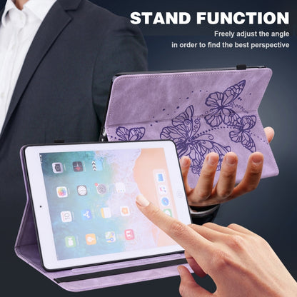 For Samsung Galaxy Tab S9 Embossed Butterfly Pattern Leather Tablet Case(Purple) - Galaxy Tab S9 Cases by buy2fix | Online Shopping UK | buy2fix