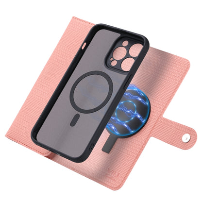 For iPhone 14 Pro Max ViLi GHB Series MagSafe Magnetic Zipper Leather Phone Case(Pink) - iPhone 14 Pro Max Cases by ViLi | Online Shopping UK | buy2fix