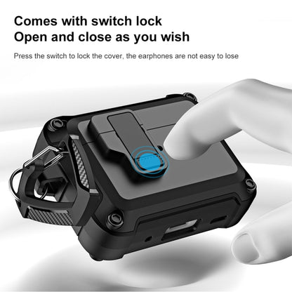 For AirPods Pro 2 TPU + PC Wireless Bluetooth Earphone Protective Case with Switch Lock & Hook(Black) - For AirPods Pro 2 by buy2fix | Online Shopping UK | buy2fix