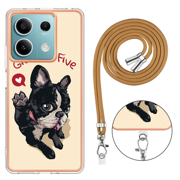For Xiaomi Redmi Note 13 5G Global Electroplating Dual-side IMD Phone Case with Lanyard(Lucky Dog) - Note 13 Cases by buy2fix | Online Shopping UK | buy2fix