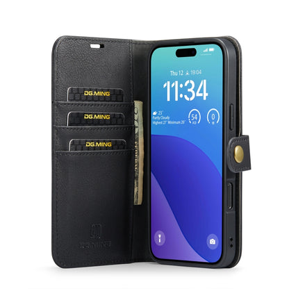 For iPhone 16 Pro DG.MING Crazy Horse Texture Detachable Magnetic Leather Phone Case(Black) - iPhone 16 Pro Cases by DG.MING | Online Shopping UK | buy2fix