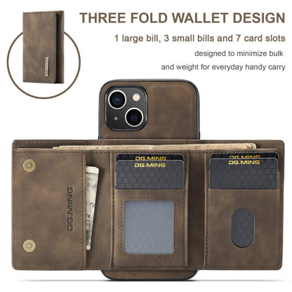 For iPhone 15 Plus DG.MING M1 Series 3-Fold Multi Card Wallet Leather Phone Case(Coffee) - iPhone 15 Plus Cases by DG.MING | Online Shopping UK | buy2fix