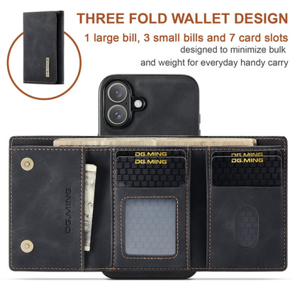 For iPhone 16 Plus DG.MING M1 Series 3-Fold Multi Card Wallet Leather Phone Case(Black) - iPhone 16 Plus Cases by DG.MING | Online Shopping UK | buy2fix