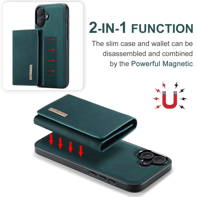 For iPhone 16 DG.MING M1 Series 3-Fold Multi Card Wallet Leather Phone Case(Green) - iPhone 16 Cases by DG.MING | Online Shopping UK | buy2fix