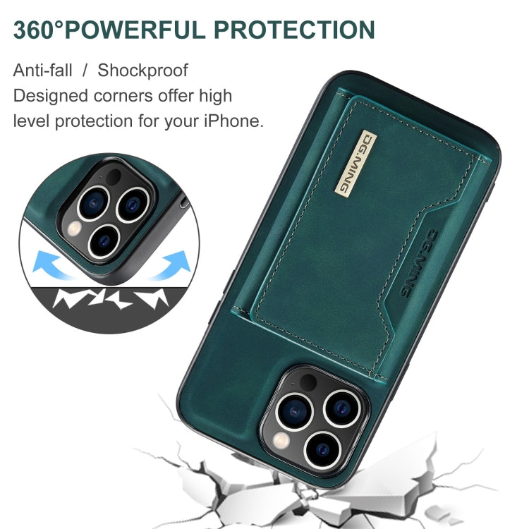 For iPhone 15 Pro DG.MING M2 Series 3-Fold Card Bag Wallet Leather Phone Case(Green) - iPhone 15 Pro Cases by DG.MING | Online Shopping UK | buy2fix