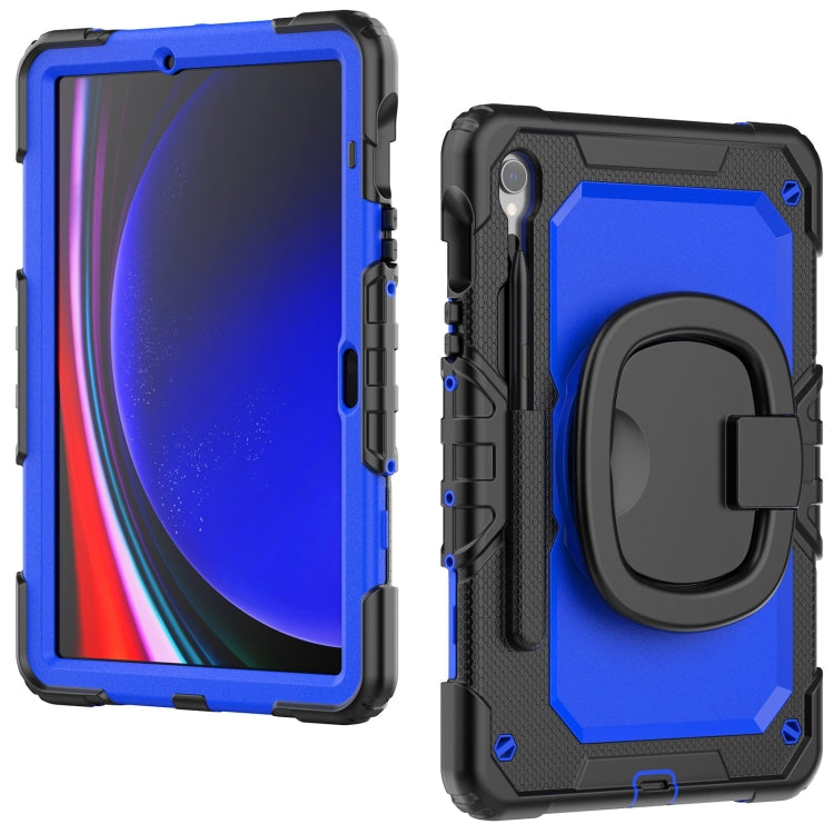 For Samsung Galaxy Tab S9 D Type Silicone Hybrid PC Tablet Case with Handle Holder(Blue PC) - Galaxy Tab S9 Cases by buy2fix | Online Shopping UK | buy2fix