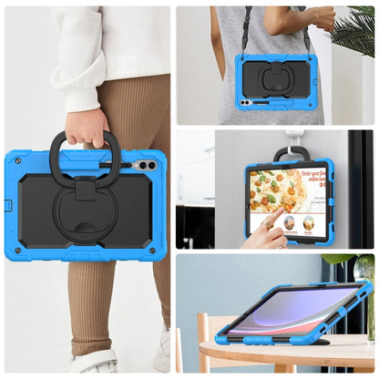 For Samsung Galaxy Tab S9+ D Type Silicone Hybrid PC Tablet Case with Handle Holder(Light Blue) - Galaxy Tab S9+ Cases by buy2fix | Online Shopping UK | buy2fix