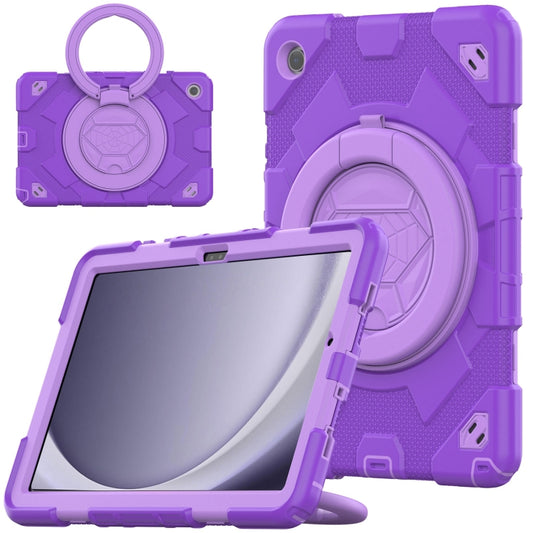 For Samsung Galaxy Tab A9+ Spider Rotation Handle Silicone Hybrid PC Tablet Case(Purple) - Galaxy Tab A9+ by buy2fix | Online Shopping UK | buy2fix