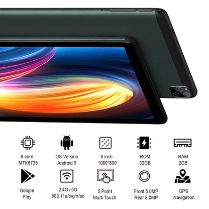 BDF P8 3G Phone Call Tablet PC 8.0 inch, 2GB+32GB, Android 9.0 MTK6735 Octa Core, Support Dual SIM, EU Plug(Green) - BDF by BDF | Online Shopping UK | buy2fix