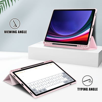 For Samsung Galaxy Tab S9+ Acrylic 3-folding Smart Leather Tablet Case(Pink) - Galaxy Tab S9+ Cases by buy2fix | Online Shopping UK | buy2fix